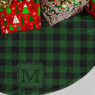 Jupon De Sapin En Polyester Brossé Monogramme personnalisé de bison noir vert