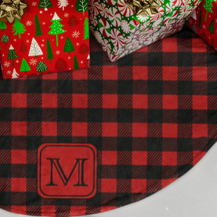 Jupon De Sapin En Polyester Brossé Monogramme personnalisé de bisons rouges et noirs