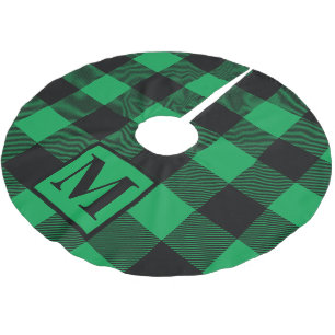 Jupon De Sapin En Polyester Brossé Monogramme Plaid de Buffalo vert et noir