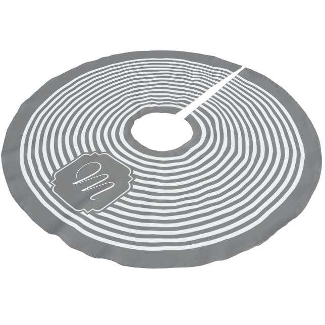 Jupon De Sapin En Polyester Brossé Monogramme rayé gris et blanc (Angle)