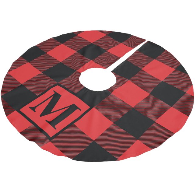 Jupon De Sapin En Polyester Brossé Monogramme Rouge et noir Buffalo plaqué (Angle)