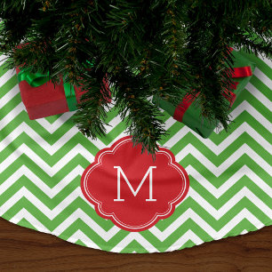 Jupon De Sapin En Polyester Brossé Monogramme vert et rouge Chevron