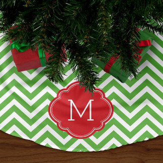 Jupon De Sapin En Polyester Brossé Monogramme vert et rouge Chevron
