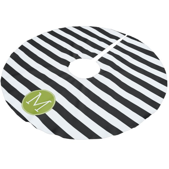 Jupon De Sapin En Polyester Brossé Monogramme vert Motif rayé noir et blanc (Angle)
