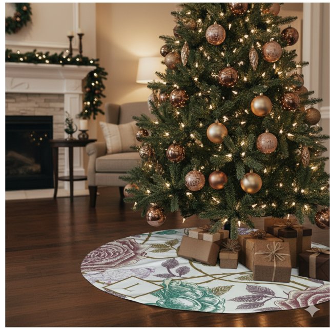 Jupon De Sapin En Polyester Brossé Monogramme vintage (Créateur téléchargé)