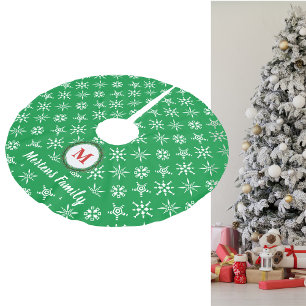 Jupon De Sapin En Polyester Brossé Monogramme Wreath Votre nom Flèche de neige verte 