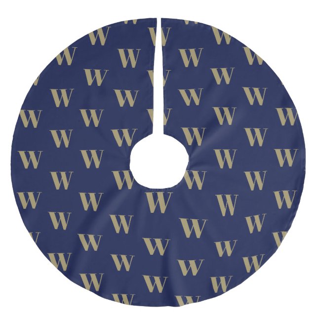 Jupon De Sapin En Polyester Brossé Monographie moderne or marine bleu coutume initial (Devant)