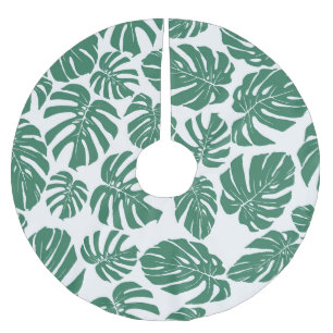 Jupon De Sapin En Polyester Brossé Monstera feuilles sans soudure, motif décoratif.