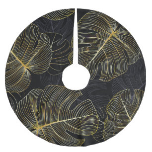 Jupon De Sapin En Polyester Brossé Monstère dorée feuille, romantique sans couture fl