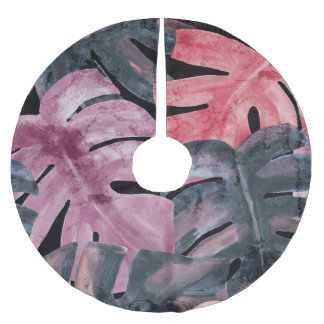 Jupon De Sapin En Polyester Brossé Monstère monochrome : Aquarelle Motif tropical.