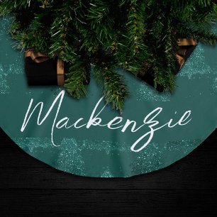 Jupon De Sapin En Polyester Brossé Moody Tree Motif Dark Midnight Turquoise Custom