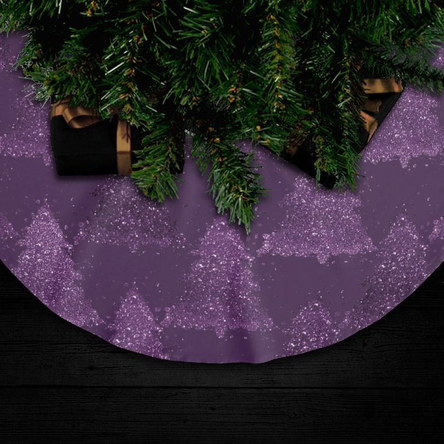 Jupon De Sapin En Polyester Brossé Moody Tree Motif | Noel profond pourpre de prune (Créateur téléchargé)