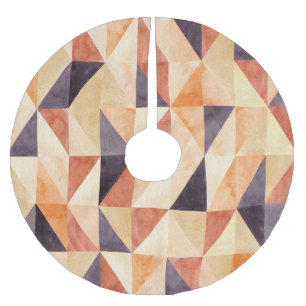 Jupon De Sapin En Polyester Brossé Mosaïque triangulaire Aquarelle Motif terrestre
