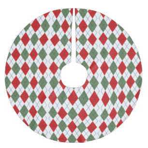 Jupon De Sapin En Polyester Brossé Motif à motifs de losanges vert de vacances