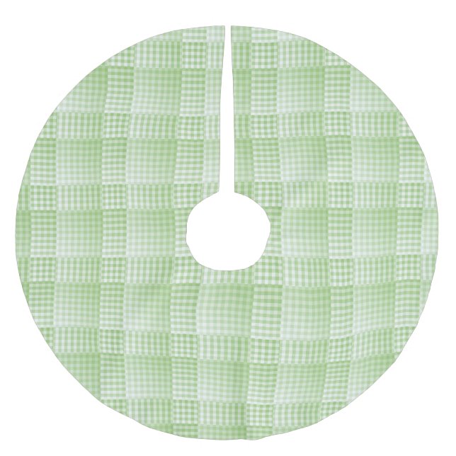 Jupon De Sapin En Polyester Brossé Motif Abstrait à Damier Vert et Blanc (Devant)