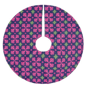 Jupon De Sapin En Polyester Brossé Motif abstrait de pétales florales roses géométriq