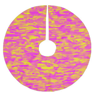 Jupon De Sapin En Polyester Brossé Motif Abstrait Rose Jaune Orange