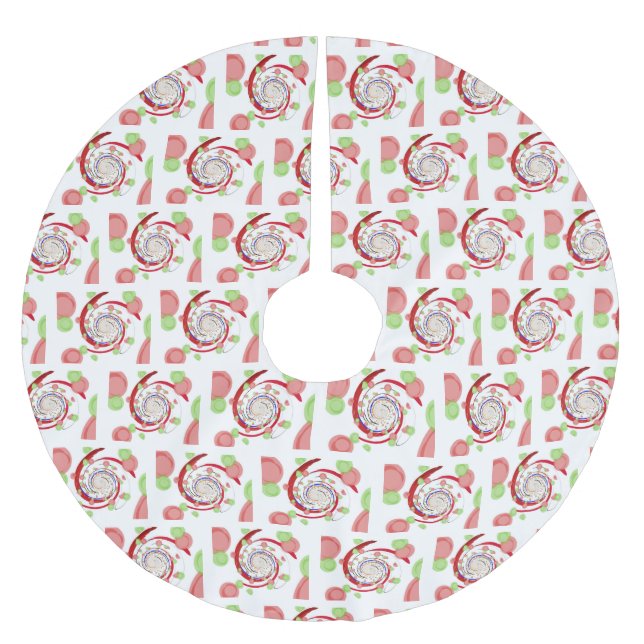 Jupon De Sapin En Polyester Brossé Motif Abstrait rouge et vert (Devant)