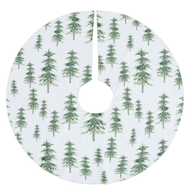 Jupon De Sapin En Polyester Brossé Motif Arbre de pins aquarelle (Devant)