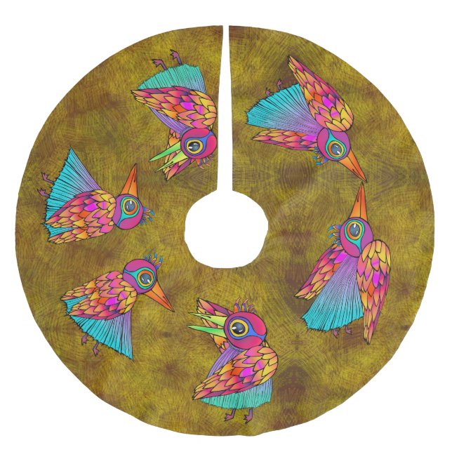 Jupon De Sapin En Polyester Brossé Motif avec créatures d'oiseaux (Devant)