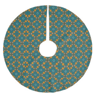 Jupon De Sapin En Polyester Brossé Motif avec sarcelle, vert, orange