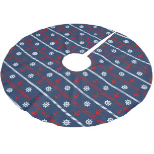 Jupon De Sapin En Polyester Brossé Motif blanc et bleu rouge d'océan
