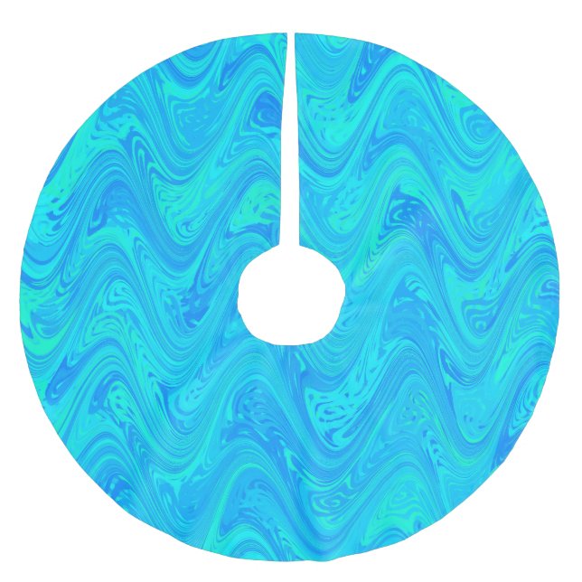 Jupon De Sapin En Polyester Brossé Motif bleu vert marbré (Devant)