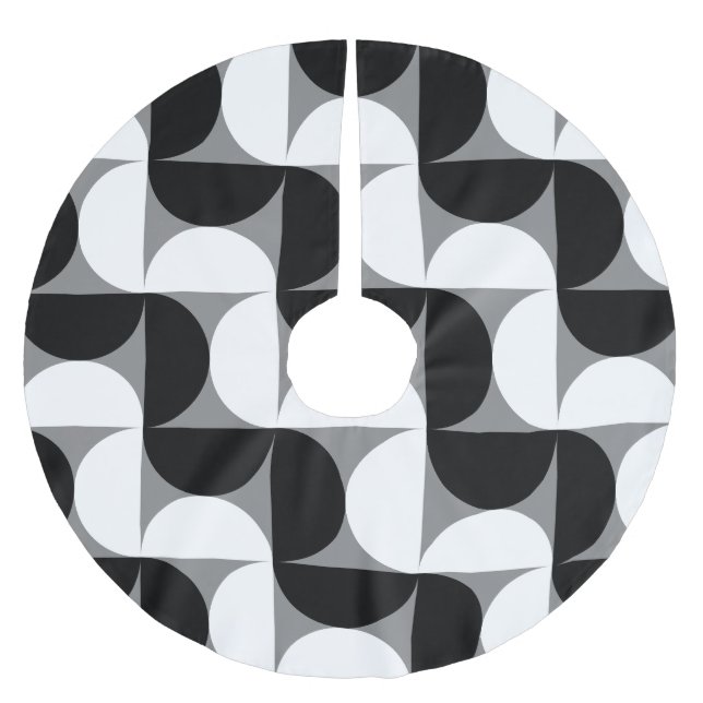 Jupon De Sapin En Polyester Brossé Motif Bowls du Moyen-siècle noir blanc (Devant)