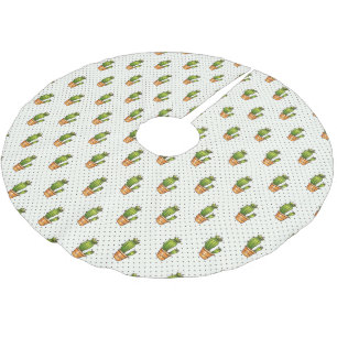 Jupon De Sapin En Polyester Brossé Motif Cactus & Succulent Polk Dot
