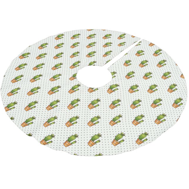 Jupon De Sapin En Polyester Brossé Motif Cactus & Succulent Polk Dot (Angle)