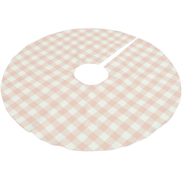 Jupon De Sapin En Polyester Brossé Motif carreau gingham chèque buffle pastel pêche (Angle)