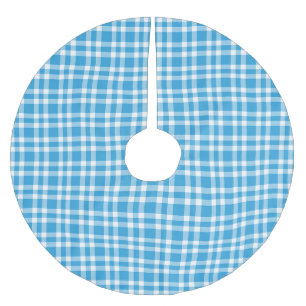 Jupon De Sapin En Polyester Brossé Motif carreaux bleu blanc