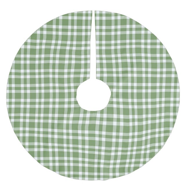 Jupon De Sapin En Polyester Brossé Motif carreaux vert blanc (Devant)