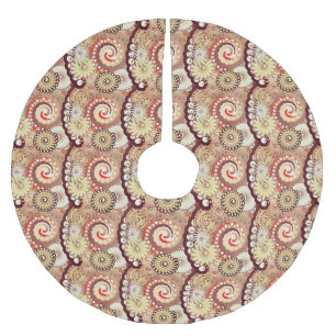Jupon De Sapin En Polyester Brossé Motif, chocolat et crème tourbés