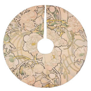 Jupon De Sapin En Polyester Brossé Motif Classique Art Nouveau de Jardin de Pivoines 