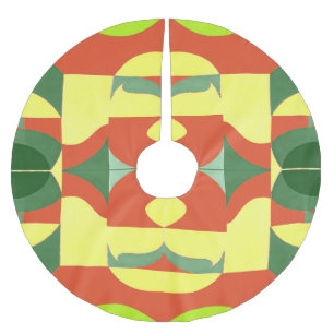 Jupon De Sapin En Polyester Brossé Motif classique rouge vert jaune de saison de Noël