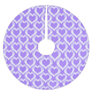 Jupon De Sapin En Polyester Brossé Motif coeurs blancs violets