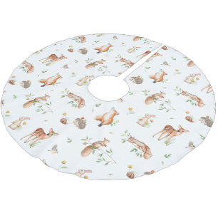Jupon De Sapin En Polyester Brossé Motif d'amis animaux de bois mignon