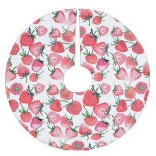 Jupon De Sapin En Polyester Brossé Motif d'aquarelle aux fraises rouges juteuses