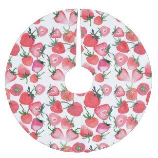 Jupon De Sapin En Polyester Brossé Motif d'aquarelle aux fraises rouges juteuses