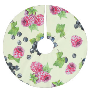 Jupon De Sapin En Polyester Brossé Motif d'aquarelle de framboise, curry