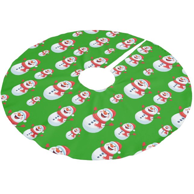 Jupon De Sapin En Polyester Brossé Motif d'arbre de Noël moderne (Angle)