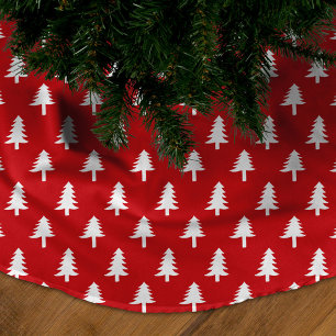 Jupon De Sapin En Polyester Brossé Motif d'arbre de Noël moderne rouge et blanc