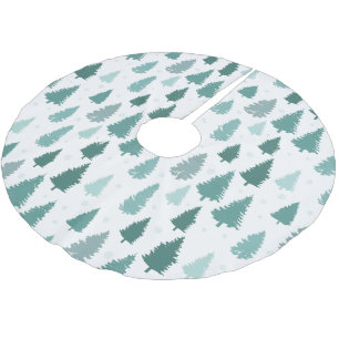Jupon De Sapin En Polyester Brossé Motif d'arbres de pin Décoration de vacances