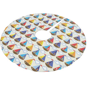 Jupon De Sapin En Polyester Brossé Motif de bateau à voile