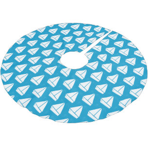 Jupon De Sapin En Polyester Brossé Motif de bateau à voile bleu clair