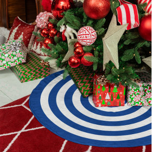 Jupon De Sapin En Polyester Brossé Motif de cercles concentriques bleus et blancs
