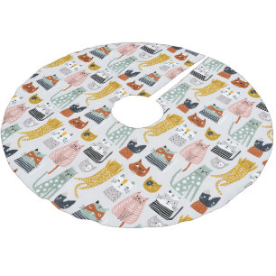 Jupon De Sapin En Polyester Brossé Motif de chat à main mignon Doodle