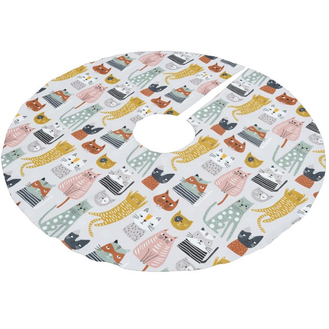 Jupon De Sapin En Polyester Brossé Motif de chat à main mignon Doodle (Angle)