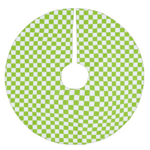 Jupon De Sapin En Polyester Brossé Motif de chèque miniature en vert et blanc citron